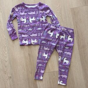 24m Purple Unicorn Horned Animals Print Pajama Set